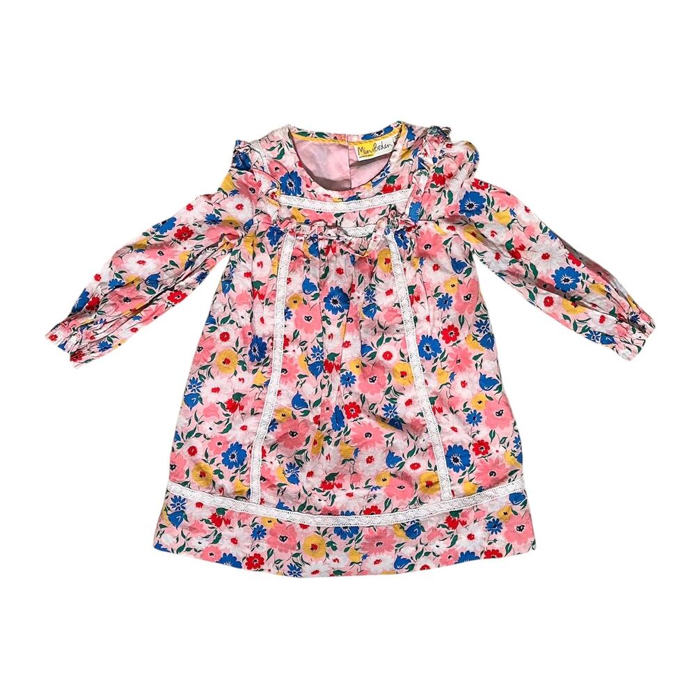 Mini Boden Eden Floral Lace Long Sleeve Ruffle Dress Size 4/5 Whimsy